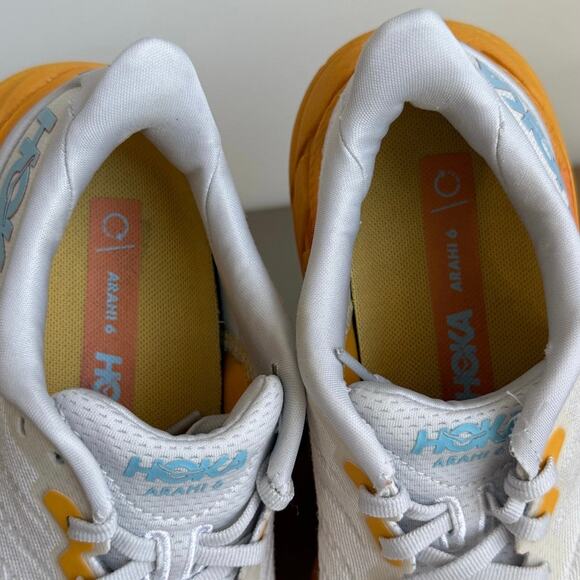 Hoka One One Arahi 6 Sunset Orange/White Women Running Sneakers- SZ 6.5 B - Picture 8 of 13